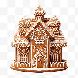 带烟囱的房子图片_带烟囱和糖霜装饰圣诞饼干的姜饼