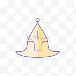 金色巫师帽图标说明 向量