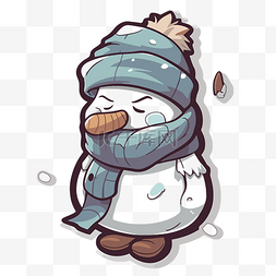 动画冬季雪人数字插画设计剪贴画