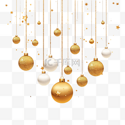 图片列图片_快乐圣诞贺卡，上面挂着金色的球