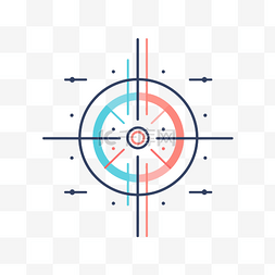 蓝色和红色圆圈的中心，上面有线