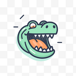 卡通鳄鱼图标张开牙齿 向量
