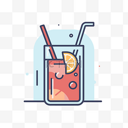 飲料icon图片_平面设计图标线矢量图像与吸管和