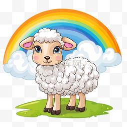 头上的图片_坐在彩虹上的羊