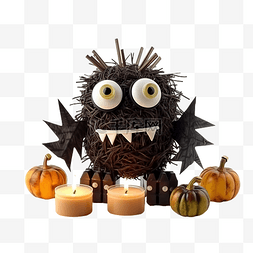 万圣节的玩具怪物，在秋叶和电蜡