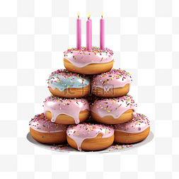 甜甜圈生日 3d 插图