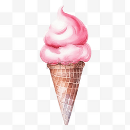 粉色水彩冰淇淋