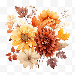 秋天的花朵插画