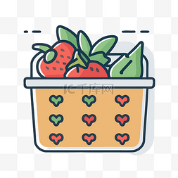篮子里有草莓和生菜 向量