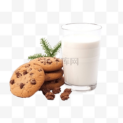 饼干球图片_圣诞玻璃杯，桌上有圣诞老人的牛