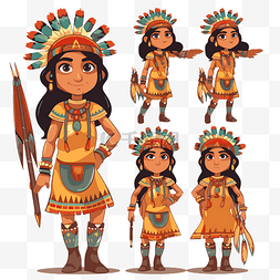 印度剪贴画可爱的美国原住民女孩