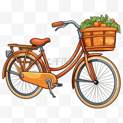 前面有篮子的自行车插画