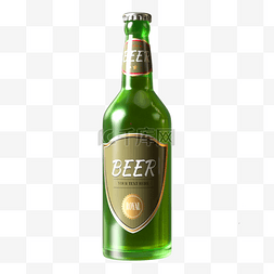 清凉啤酒图片_啤酒瓶3d绿色