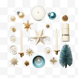 传统色彩图片_圣诞装饰玩具和蜡烛