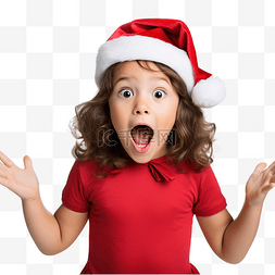 拜年男娃娃图片_庆祝圣诞节的小女孩感到惊讶和震