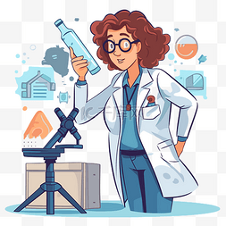 假设剪贴画卡通化学女科学家卡通