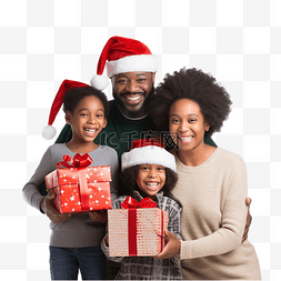 玩情侣图片_快乐的非洲裔美国家庭玩圣诞礼物