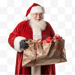 男人带着帽子图片_圣诞老人带着装满圣诞礼物的大袋