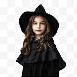 女巫的狂欢图片_一个穿着女巫服装的美丽的年轻女