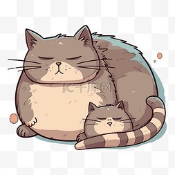 妈妈睡觉图片_Pusheen 剪贴画卡通猫和妈妈睡觉和