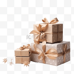 美丽的圣诞礼品盒和白色表面的装