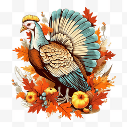 加拿大国庆日图片_火鸡和感恩节树叶矢量设计
