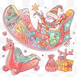 蝙蝠线性图图片_圣诞老人圣诞雪橇线性涂鸦