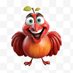 快樂的火雞鳥在蘋果水果感恩節字