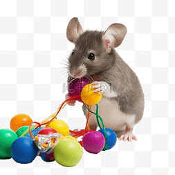 老鼠在玩玩具