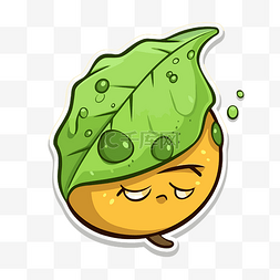 绿叶和水滴图片_卡通橙色与绿叶和水滴 向量
