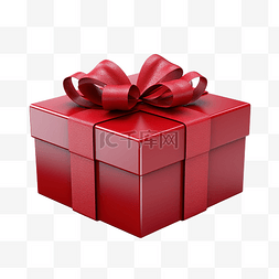 3d圣诞红色礼品盒png