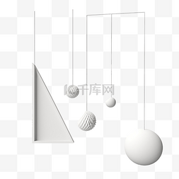 3d 渲染最小隔离悬挂装饰白色元素