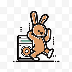 播放器界面图标图片_为在音频播放器上运行的兔子设计