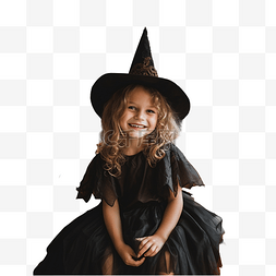 一个穿着女巫服装的女孩在装饰过