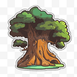 巴旦木树图片_有根插图的木树 向量