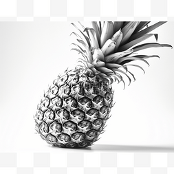 黑白照片图片_白色背景中菠萝的黑白照片
