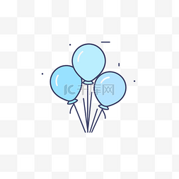 蓝色气球的线条轮廓 向量