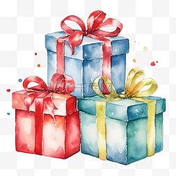 礼品盒图图片_圣诞水彩无缝图案与礼品盒