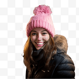 三伏养生时图片_托莱多圣诞节时，一个戴着粉色帽