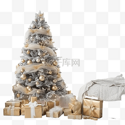 内饰图片_装饰圣诞树，配有白色经典卧室内
