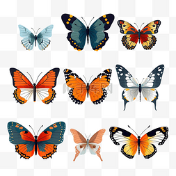 蝴蝶昆虫和 bug 插图