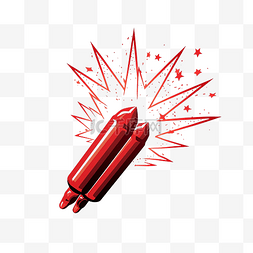 红色火箭素材图片_在矢量图中点燃天空红色火箭烟花