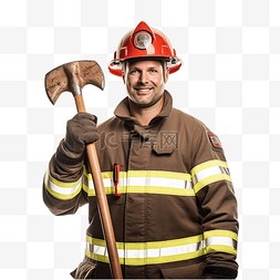 复古的帽子图片_拿着斧头的消防员消防员