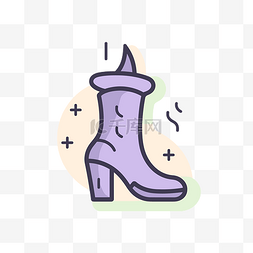 高跟鞋短靴黑色图片_这个紫色高跟靴图标可用于时尚和