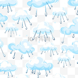 闪电云图片_装饰印花蓝色风暴云，带闪电和雨