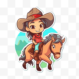 女牛仔图片_骑着马的女牛仔的贴纸图像 向量