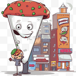 广告剪贴画大男孩和街上的披萨 