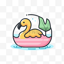 卡通火烈鸟在游泳池里游泳 向量