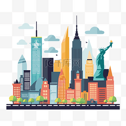 纽约剪贴画纽约市平面矢量图卡通