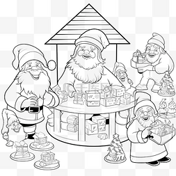 数字益智游戏图片_圣诞节着色书页上有卡通圣诞老人